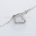 2015 Heart chain bracelet,popular silver stainless steel 316l charms bracelet for girl